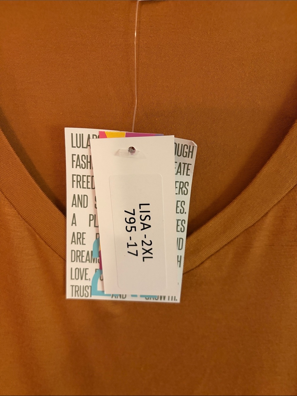 LuLaRoe Lisa Top in Rust Orange - 2XL